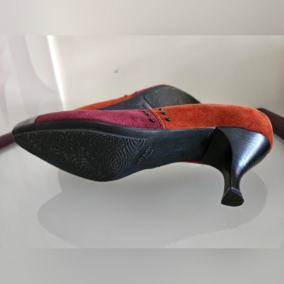 Aquatalia by Marvin K. Suede Burgundy Orange Grey Pumps US 6.5 - Picture 6 of 7